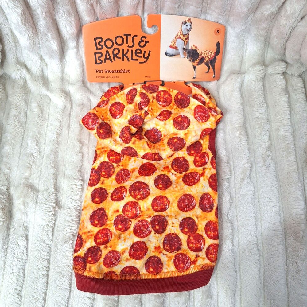 New-Pet Sweatshirt Pizza Print Hooded Dog Cat Costume Size S Halloween Costume